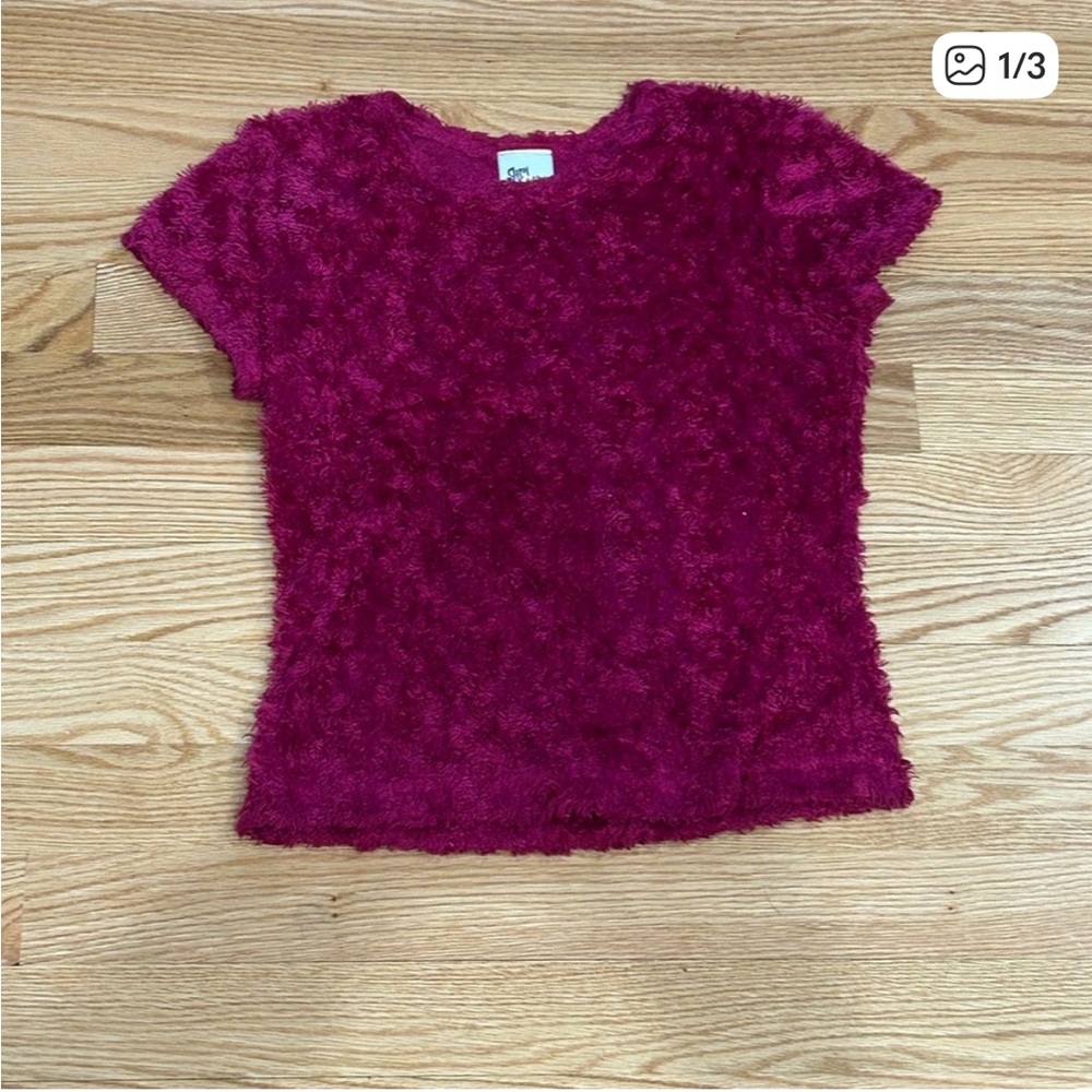 Girl identity magenta vintage fuzzy dress shirt girls medium M